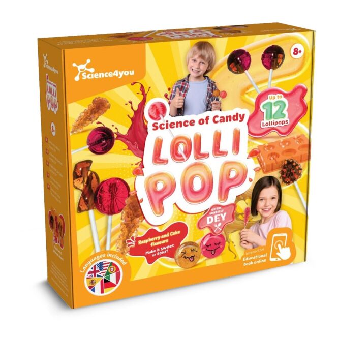 Werbeartikel Lutscher-Set Lollipop Factory – bunt – mit Logo bedruckt für Familienfeste, Lernspiel für Kinder ab 8 Jahren, 65x235x22 mm