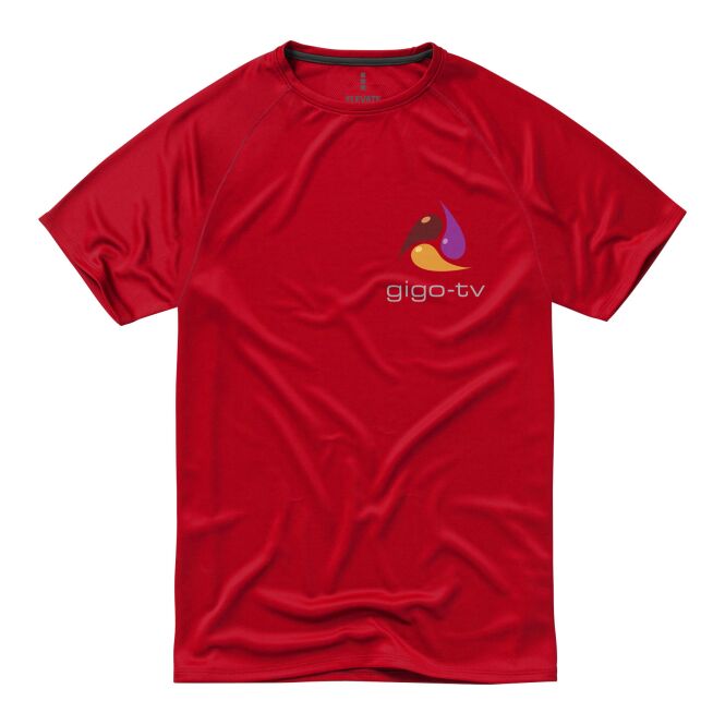 Mitarbeitergeschenk T-Shirt Niagara – rot – 48h Express-Logodruck 100% Polyester Mesh 145g/m² atmungsaktiv nachhaltiges Textil