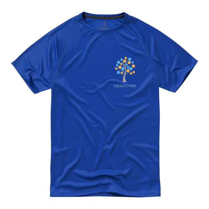 Mitarbeitergeschenk T-Shirt Niagara – blau – mit 48h Express-Logodruck 100% Polyester Mesh 145g/m² nachhaltige Funktionskleidung
