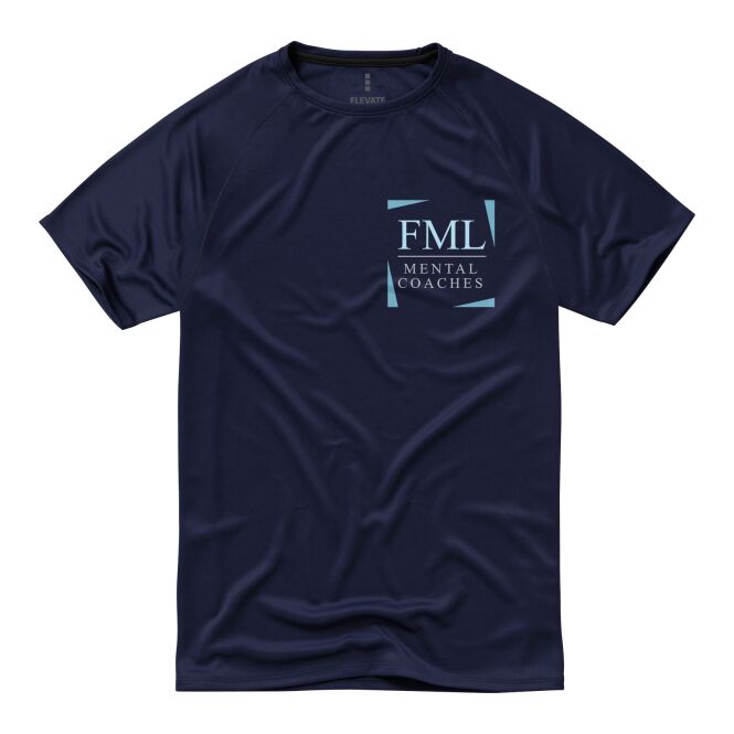 Mitarbeitergeschenk T-Shirt Niagara – navy – 48h Express-Logodruck 100% Polyester Mesh 145g/m² atmungsaktiv nachhaltiges Textil