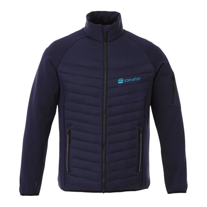 Premium-Werbeartikel Hybridjacke Banff – navy – XS – mit 48h Express-Logodruck 380T-Nylon Polyester Isolierung für Firmenauftritt