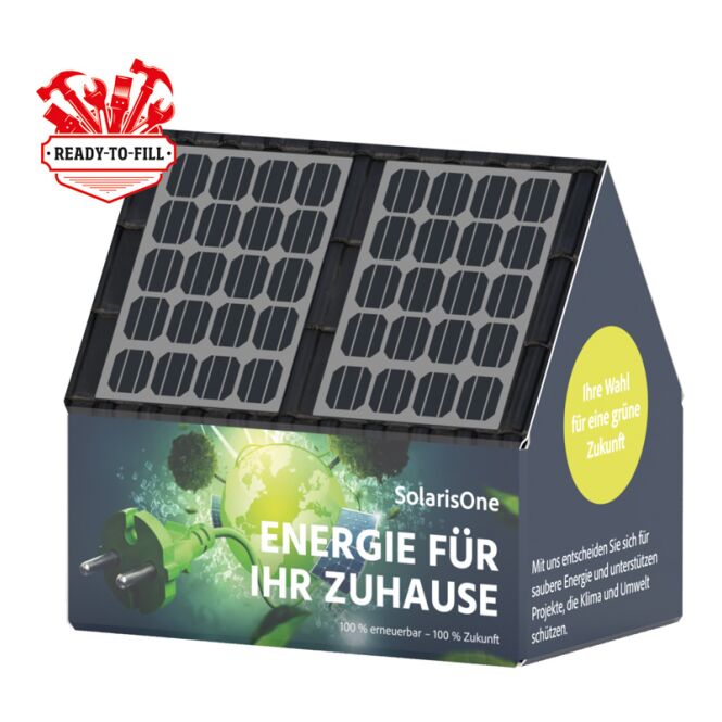 Firmengeschenk 3D-Präsent Haus – weiß – mit Logo bedruckt individuelle Verpackung idealer Streuartikel für Messen & Events