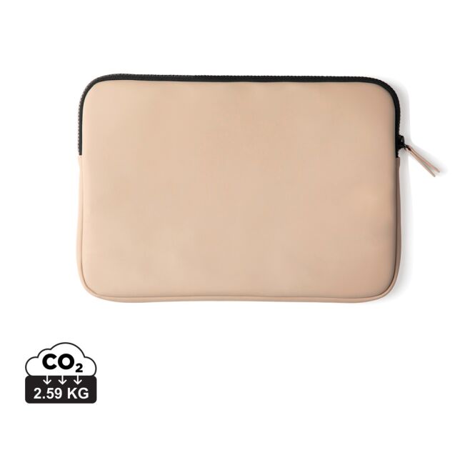 Mitarbeitergeschenk Laptoptasche VINGA Baltimore – greige – mit Logo bedruckt für 17 Zoll Notebooks für das Büro