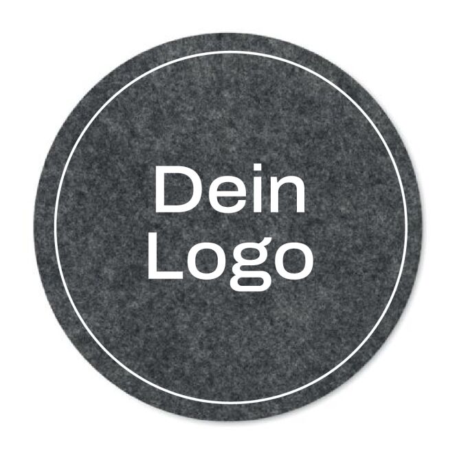 Kundengeschenk Untersetzer RPET – dunkelgrau – mit Logodruck aus 100% rPET-Filz für nachhaltiges Office-Zubehör perfekt für CSR-Promotions