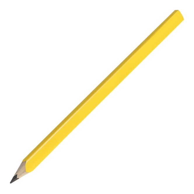 Werbeartikel Zimmermannsbleistift 24 cm – gelb – mit Logo bedruckt, FSC zertifiziert, gespitzt, mittelharte Mine, für Handwerker