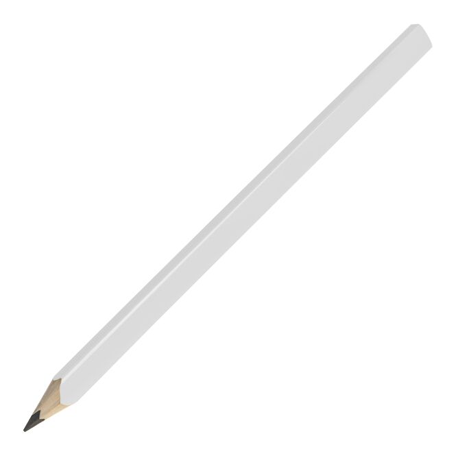 Werbeartikel Zimmermannsbleistift 24 cm – weiss – mit Logo bedruckt, gespitzt, FSC zertifiziert, nachhaltig für Handwerker