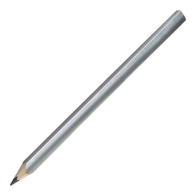 Werbeartikel Zimmermannsbleistift 24 cm – silber – mit Logo bedruckt, FSC zertifiziert, gespitzt, für Handwerker