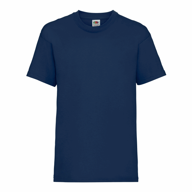 Werbeartikel T-Shirt Valueweight – marineblau – mit Logodruck 98 cm aus feiner Baumwolle, weiches Kindershirt für Messe-Events
