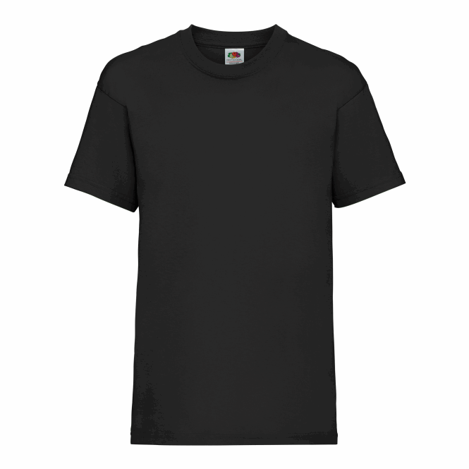Werbeartikel Kindershirt Valueweight – schwarz – mit Logodruck 164 cm aus Baumwolle für den einheitlichen Firmenauftritt