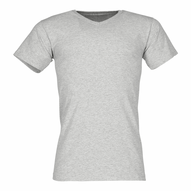 Mitarbeitergeschenk T-Shirt Valueweight V-Ausschnitt – grau – mit Logodruck in Größe M, weiches Baumwollshirt für Firmenauftritte