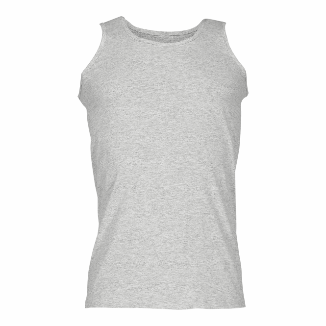 Mitarbeitergeschenk Sportshirt Athletic Vest – grau – mit Logodruck, weiche Baumwolle Gr. M, atmungsaktives Laufshirt für Teams