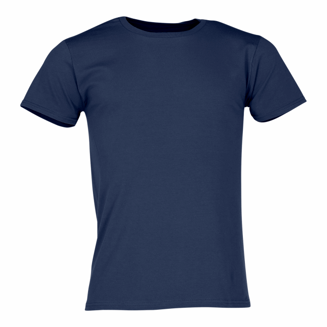 Mitarbeitergeschenk T-Shirt Iconic – marineblau – mit Logodruck aus gekämmter Baumwolle in Größe L – modernes Werbetextil