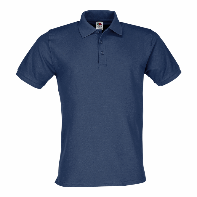 Mitarbeitergeschenk Poloshirt New Premium – marineblau – mit Logodruck XL Baumwollqualität für den Firmenauftritt