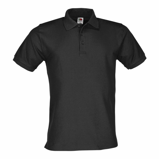 Mitarbeitergeschenk Poloshirt New Premium – schwarz – mit Logodruck Baumwollqualität Gr. L für einheitlichen Firmenauftritt