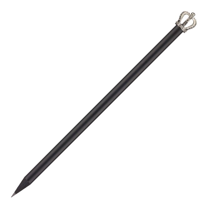 Streuartikel Bleistift Royal – schwarz – mit Logo bedruckt, FSC zertifiziert, gespitzt, Mine HB, 19 cm für den Büroalltag