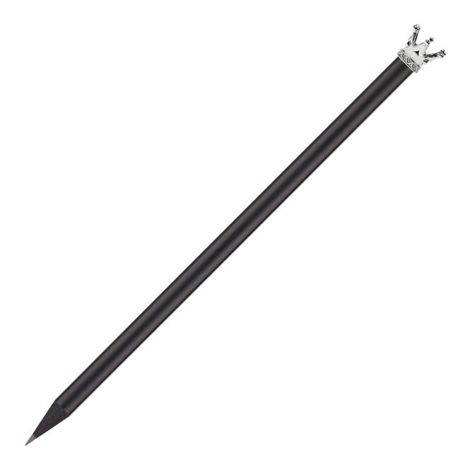 Streuartikel Bleistift Royal – schwarz – mit Logo bedruckt, 19 cm, FSC zertifiziert, gespitzt, Mine HB, für den Büroalltag