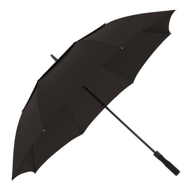 Firmengeschenk Golfschirm doppler Fiber Golf AC Air – schwarz – mit individuellem Logodruck sturmfest mit Windproof-System für Golf-Events