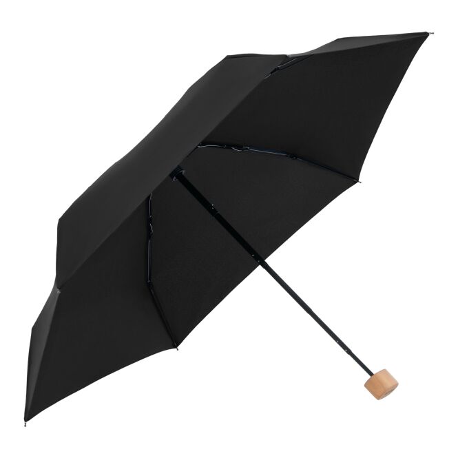 Premium-Werbeartikel Automatikschirm doppler Nature Mini cork – schwarz – mit individuellem Logodruck nachhaltiger Öko-Regenschirm