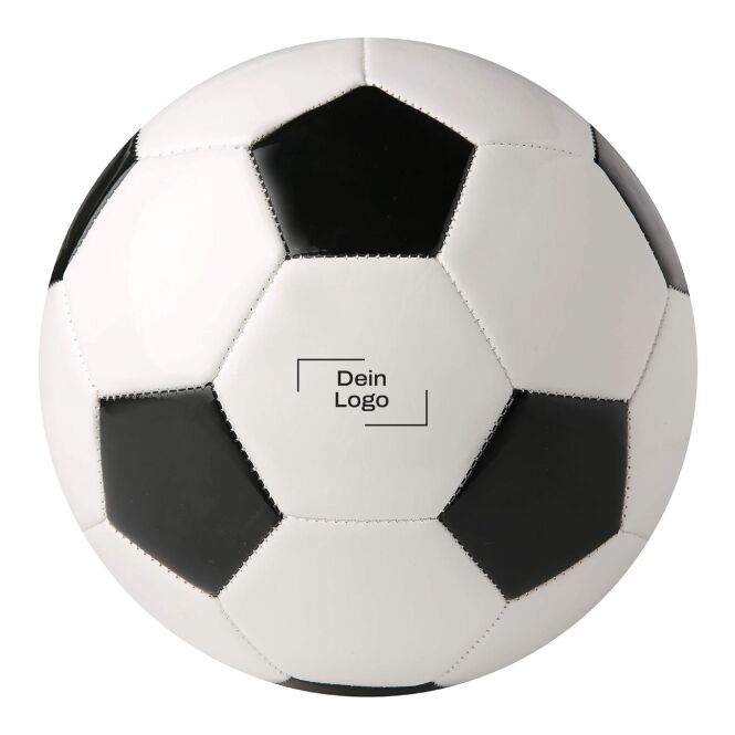 Werbeartikel Fußball 21,5 cm – weiss schwarz – mit Logo bedruckt zur WM 2026 für Firmen-Events