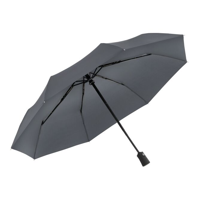 Kundengeschenk Taschenschirm doppler Superstrong Magic AOC – grau – mit individuellem Logodruck sturmfest mit Windproof-System für Promotion