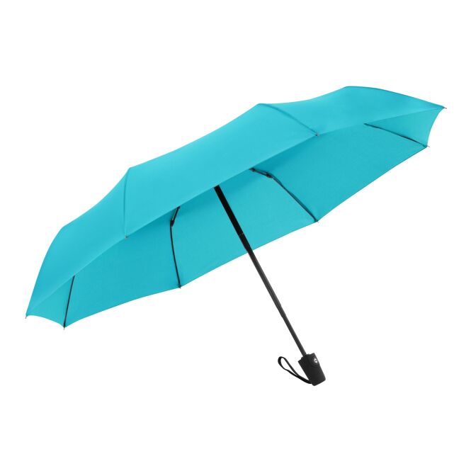 Werbeartikel Automatikschirm doppler Hit Magic – neonblau – mit individuellem Logodruck windproof als praktisches Messe-Giveaway