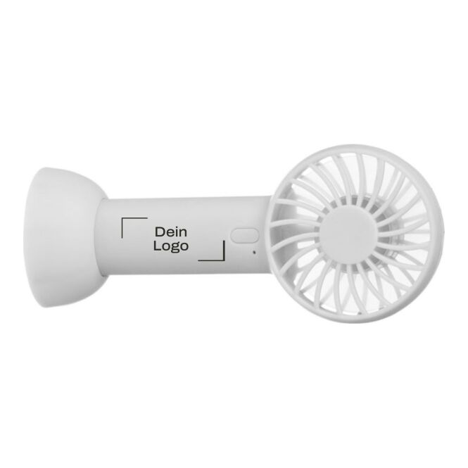 Werbeartikel Elektrischer Handventilator Oren – weiss – mit Logo bedruckt 600mAh Akku Typ C für Outdoor-Events