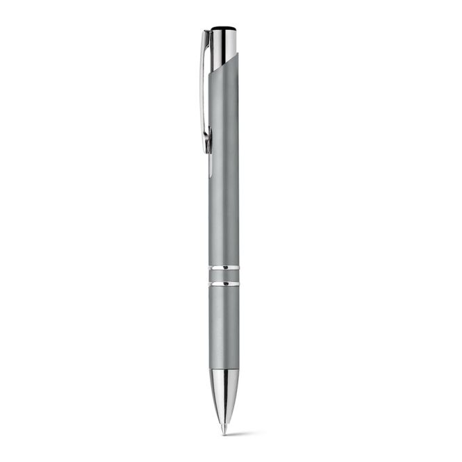Werbeartikel BETA PLASTIC Kugelschreiber – hellgrau – mit Logo bedruckt, blauschreibend, 10x138mm, ideal als Messe-Giveaway für den Büroalltag