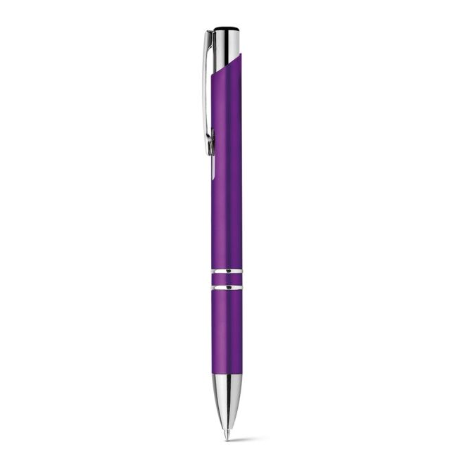 Werbeartikel Kugelschreiber BETA PLASTIC – violett – mit Logo bedruckt, blauschreibend, 10 x 138 mm, als Messe-Giveaway