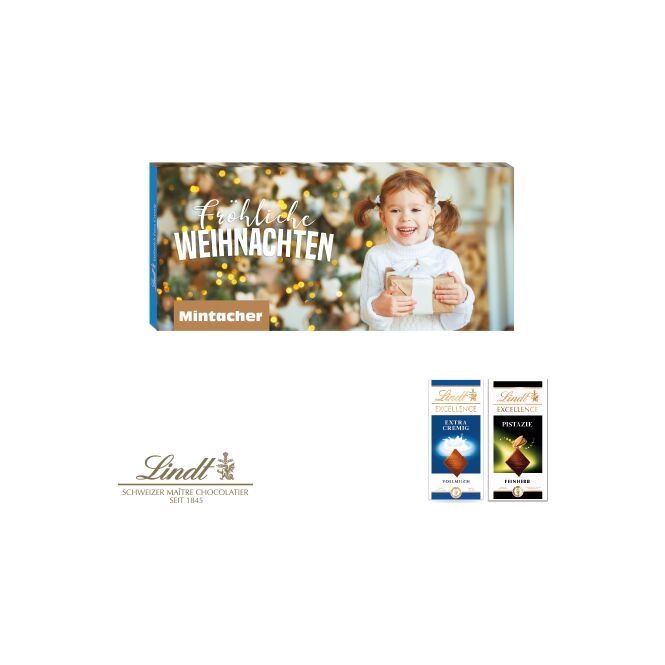 Premium-Werbeartikel Lindt Excellence – vollmilch – inkl. Werbeaufdruck 100 g als exklusives Firmengeschenk für Kunden und Mitarbeiter