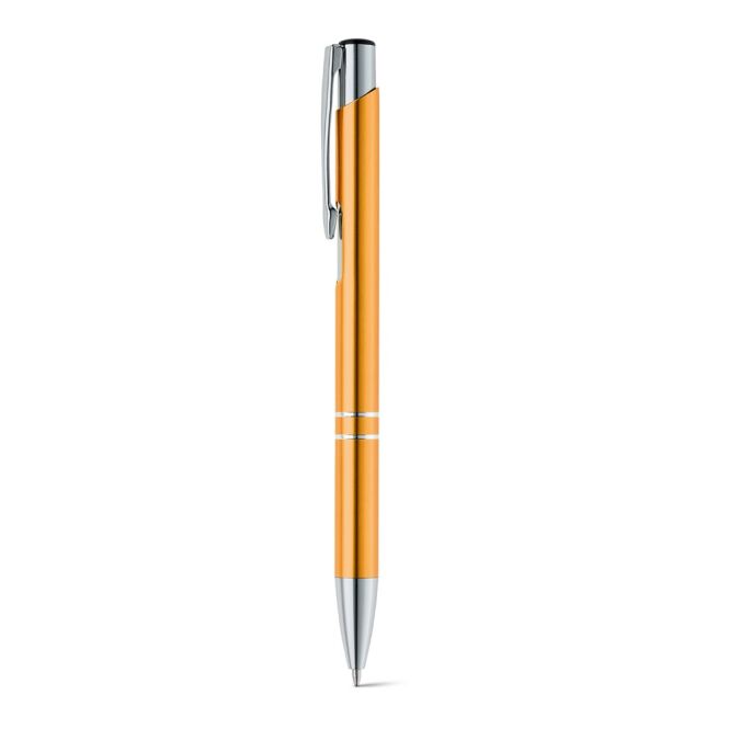 Werbeartikel BETA Aluminium-Kugelschreiber – orange – mit Gravur Ø10 x 137 mm blau schreibend für den Büroalltag