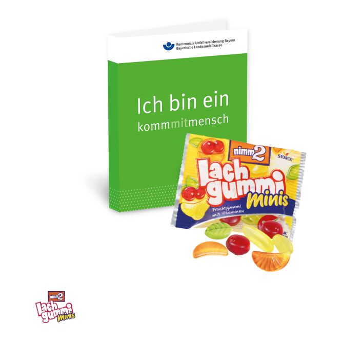 Werbeartikel Wrigley's Kaugummi Werbe-Klappkarte – bunt – mit Logo bedruckt als Streuartikel für Messen und Events an potenzielle Kunden