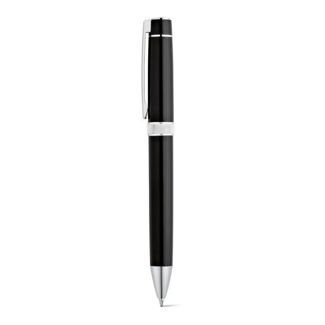 Firmengeschenk Metall-Set DOURO – schwarz – mit Logo bedruckt 2-teilig mit Kugelschreiber & Rollerball schwarz schreibend für Konferenzen