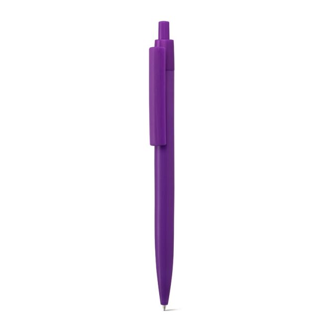 Werbeartikel NOLWEN Kunststoff-Kugelschreiber – violett – mit Logo bedruckt, blauschreibend, ø10x140mm, als Messe-Giveaway für Büroalltag