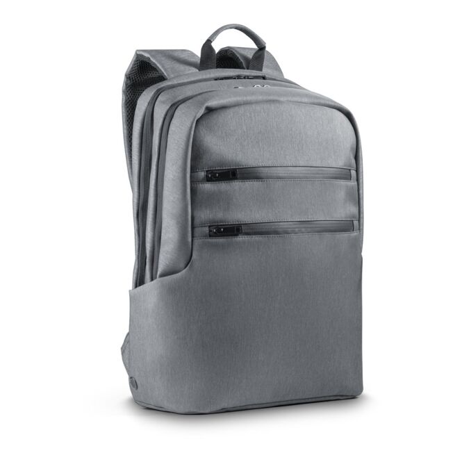 Mitarbeitergeschenk BROOKLYN Laptop-Rucksack – hellgrau – mit Logo bedruckt für 15 Zoll Notebooks für das Homeoffice und die Büroausstattung