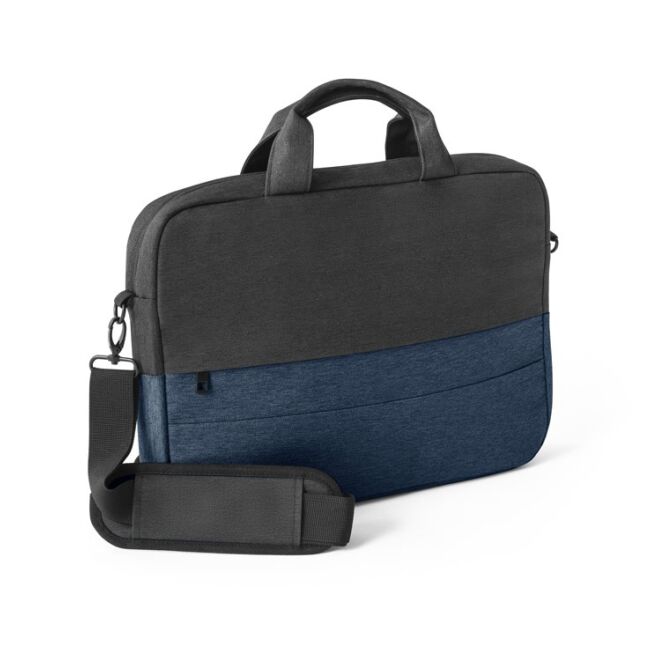 Mitarbeitergeschenk Laptoptasche GENOA – blau – mit individuellem Werbedruck 15“ 600D recyceltes Polyester nachhaltiges Business-Bag