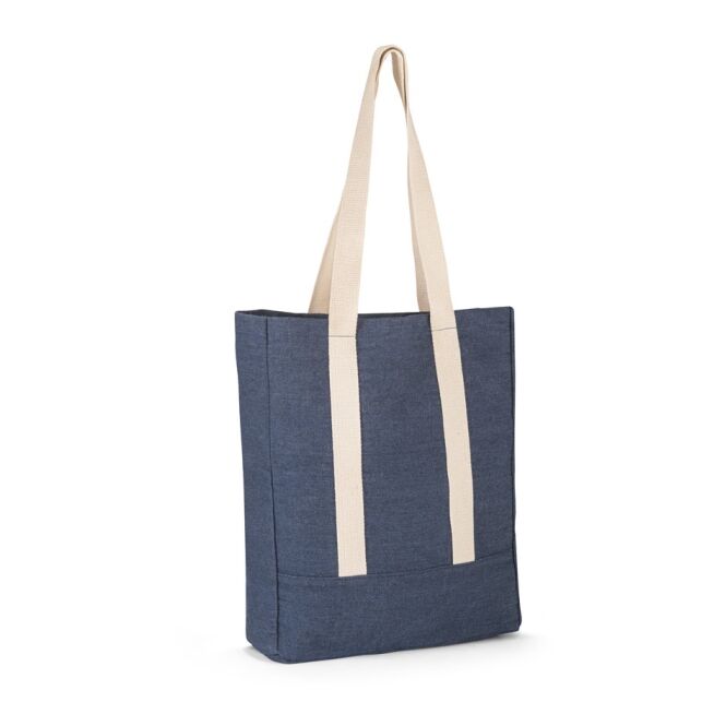 Firmengeschenk Tragetasche Denim Casual – blau – mit Logodruck 300g/m² Denim 340x390x100mm nachhaltige Stofftasche für CSR-Promotions