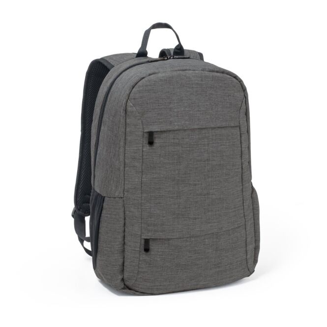 Mitarbeitergeschenk Rucksack BUSINESS – dunkelgrau – mit Logodruck 18L 300D rPET 15.6Zoll-Fach 300x450x140mm nachhaltige Business-Tasche