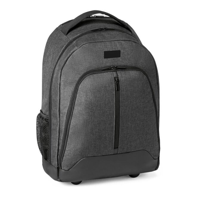 Mitarbeitergeschenk Trolley-Rucksack EINDHOVEN – dunkelgrau – mit Logo bedruckt für 15.6 Zoll Notebooks für das Mitarbeiter-Onboarding