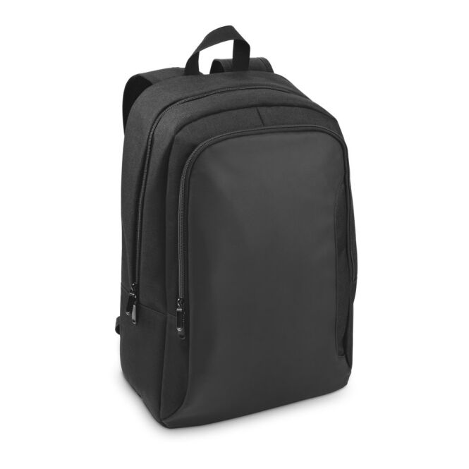 Mitarbeitergeschenk Laptop-Rucksack Drammen – schwarz – mit Logo bedruckt für 17,3 Zoll Notebooks nachhaltig für das Mitarbeiter-Onboarding