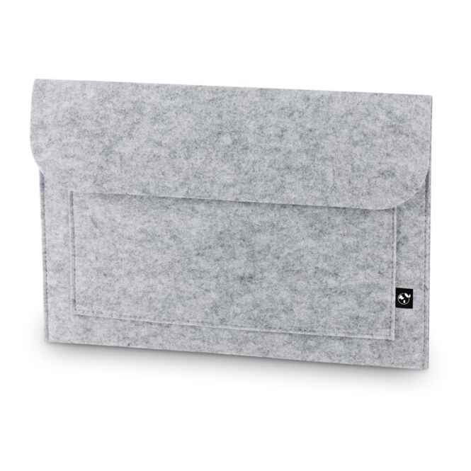 Mitarbeitergeschenk FELPY SLEEVE Laptoptasche – hellgrau – nachhaltig bestickt für 14 Zoll Notebooks für das Mitarbeiter-Onboarding