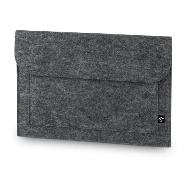 Mitarbeitergeschenk FELPY SLEEVE Laptoptasche – dunkelgrau – mit Logo bedruckt nachhaltig für 14 Zoll Notebooks für das Homeoffice