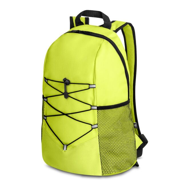 Mitarbeitergeschenk Rucksack TURIM – hellgrün – mit Logodruck 600D recyceltes Polyester 14L 270x420x170mm nachhaltiges Reisegepäck