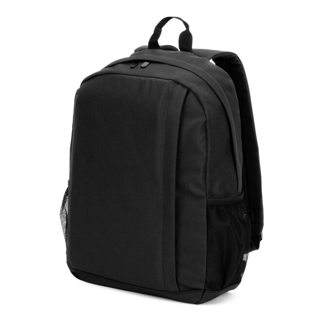 Mitarbeitergeschenk Laptoptaschen LIVERPOOL – schwarz – mit Logo bedruckt nachhaltiger 15 Zoll Rucksack für das Mitarbeiter-Onboarding