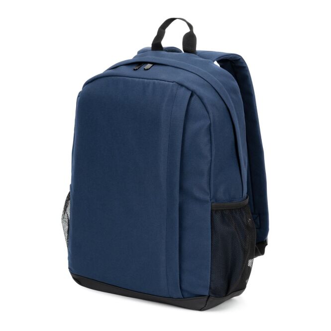 Werbeartikel Laptop-Rucksack LIVERPOOL – blau – mit Logo bedruckt nachhaltig für 15 Zoll Notebooks für die Büroausstattung