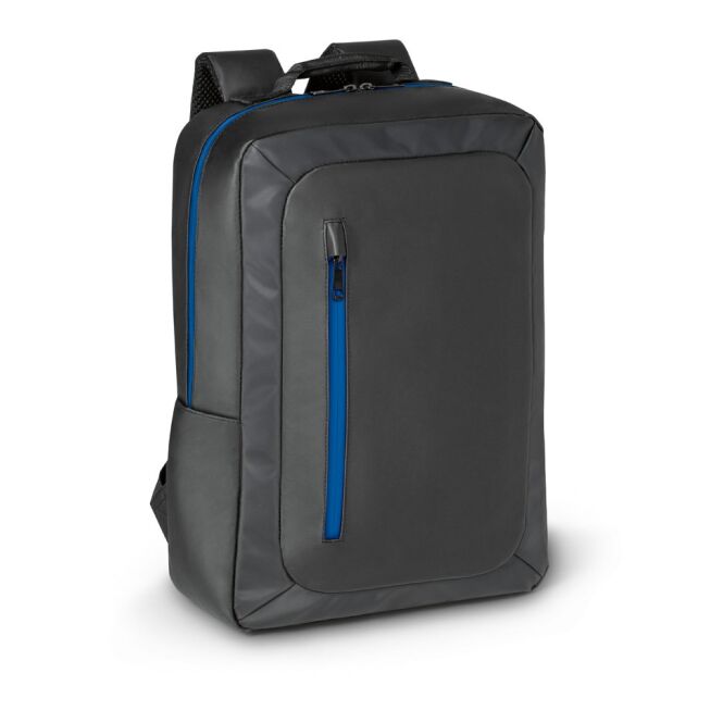 Firmengeschenk Rucksack OSASCO – königsblau – mit Logodruck 600D 100% rPET 15 Zoll Laptopfach 14L nachhaltige Business-Tasche