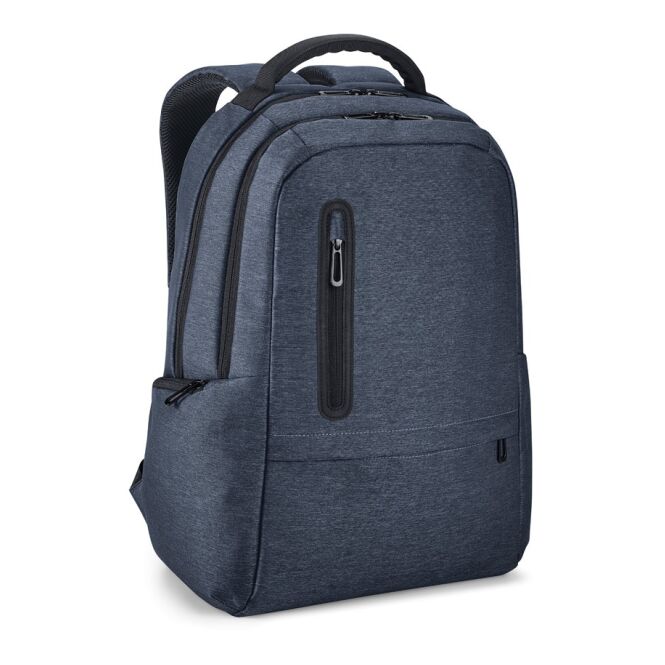 Mitarbeitergeschenk BOSTON Laptop-Rucksack – blau – mit Logo bedruckt für 17 Zoll Notebooks wasserdicht für die Büroausstattung