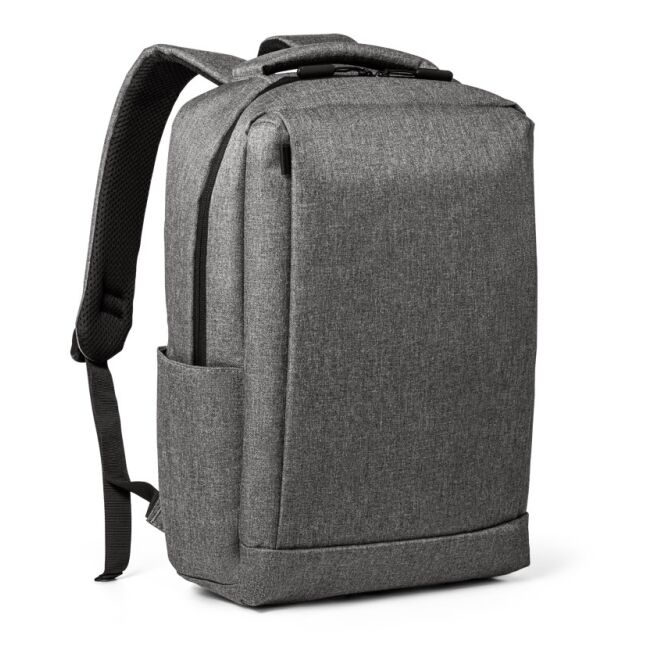 Mitarbeitergeschenk Laptop-Rucksack BOLOGNA – grau – mit Logo bedruckt für 15.6 Zoll Notebooks für das Mitarbeiter-Onboarding