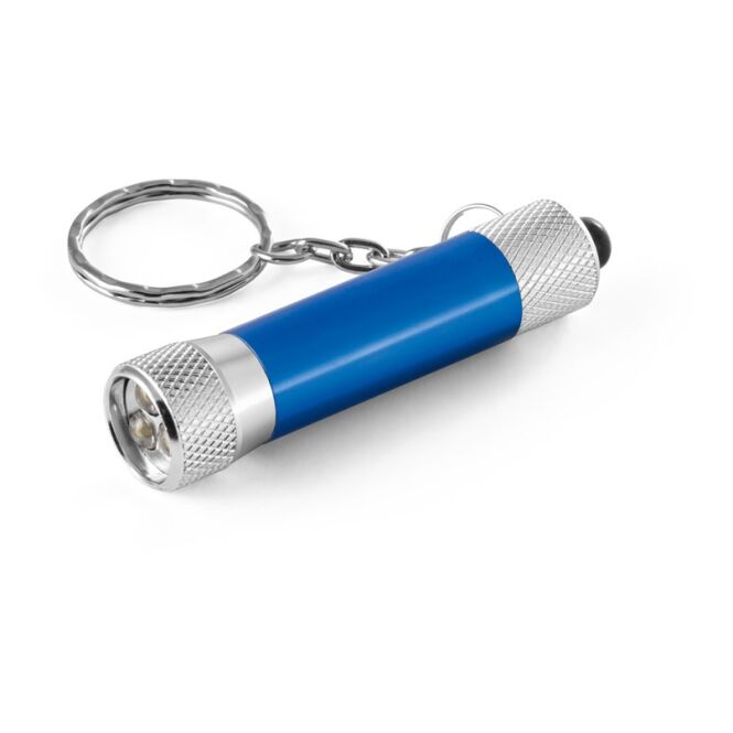 Firmengeschenk LERGAN Multifunktions-Schlüsselanhänger – königsblau – mit Logo bedruckt inkl. 3 LED-Lampen 112x25x17mm für Messe-Events
