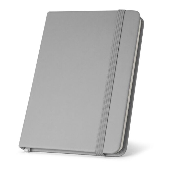 Mitarbeitergeschenk Notizbuch CAMPUS – grau – mit Werbedruck 35% recyceltes PU, 100% Recyclingpapier 138x210mm nachhaltiges Journal