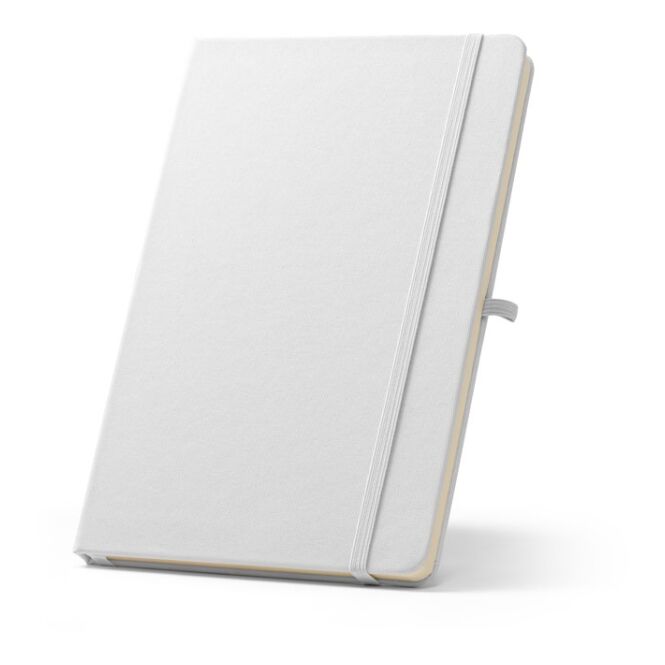 Firmengeschenk Notizbuch ANNE SUB – weiss – mit Logo bedruckt 100% rPET 143x211mm 160 Seiten recyceltes nachhaltiges Journal